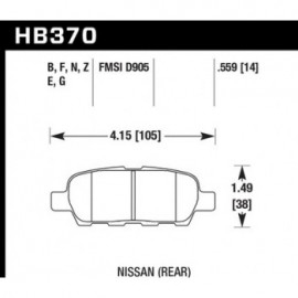 HAWK HB370G.559 brake pad set - DTC-60 type (14 mm)