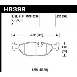 HAWK HB399E.630 brake pad set - Blue 9012 type (16 mm)