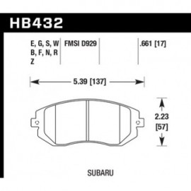 HAWK HB432G.661 brake pad set - DTC-60 type (17 mm)