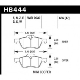 HAWK HB444E.685 brake pad set - Blue 9012 type (18 mm)