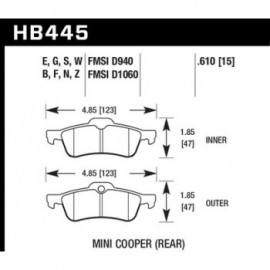 HAWK HB445E.610 brake pad set - Blue 9012 type (16 mm)