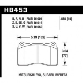 HAWK HB453E.585 brake pad set - Blue 9012 type (15 mm)