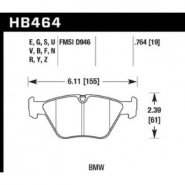 HAWK HB464E.764 brake pad set - Blue 9012 type (19 mm)