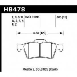 HAWK HB478E.605 brake pad set - Blue 9012 type (15 mm)