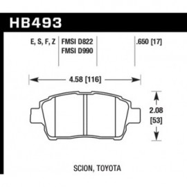 HAWK HB493E.650 brake pad set - Blue 9012 type (17 mm)