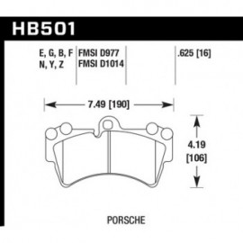 HAWK HB501E.625 brake pad set - Blue 9012 type (16 mm)