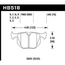 HAWK HB518U.642 brake pad set - DTC-70 type (16 mm)