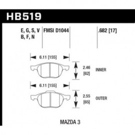HAWK HB519G.682 brake pad set - DTC-60 type (17 mm)