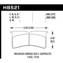 HAWK HB521U.650 brake pad set - DTC-70 type (17 mm)