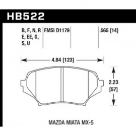 HAWK HB522E.565 brake pad set - Blue 9012 type (14 mm)