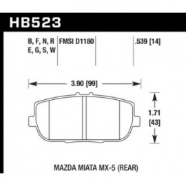HAWK HB523E.539 brake pad set - Blue 9012 type (14 mm)
