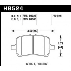 HAWK HB524U.740 brake pad set - DTC-70 type (19 mm)
