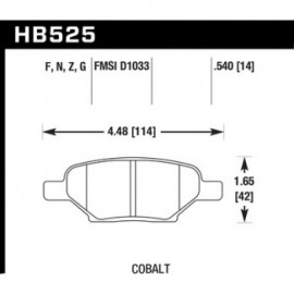 HAWK HB525G.540 brake pad set - DTC-60 type (14 mm)