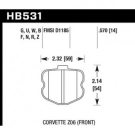 HAWK HB531U.570 brake pad set - DTC-70 type (14 mm)