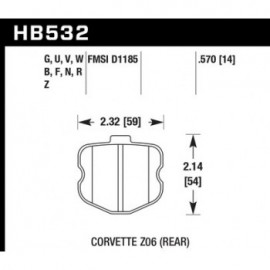 HAWK HB532G.570 brake pad set - DTC-60 type (14 mm)
