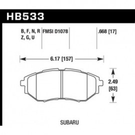 HAWK HB533U.668 brake pad set - DTC-70 type (17 mm)