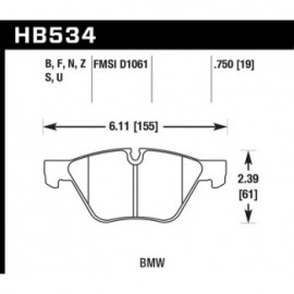 HAWK HB534U.750 brake pad set - DTC-70 type (19 mm)