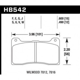 HAWK HB542G.600 brake pad set - DTC-60 type (15 mm)