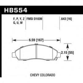 HAWK HB554U.643 brake pad set - DTC-70 type (16 mm)