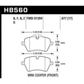 HAWK HB560G.677 brake pad set - DTC-60 type (17 mm)