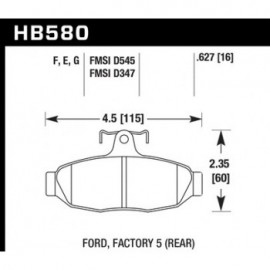HAWK HB580G.627 brake pad set - DTC-60 type (16 mm)