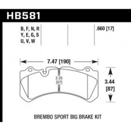 HAWK HB581G.660 brake pad set - DTC-60 type (17 mm)