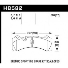 HAWK HB582G.660 brake pad set - DTC-60 type (17 mm)