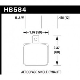HAWK HB584J.485 brake pad set - DR-97 type (12 mm)