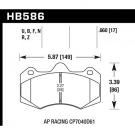 HAWK HB586U.660 brake pad set - DTC-70 type (17 mm)