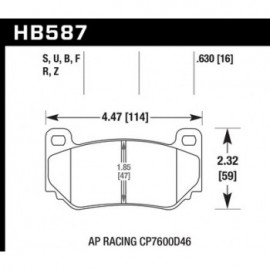 HAWK HB587S.630 brake pad set - HT-10 type (16 mm)