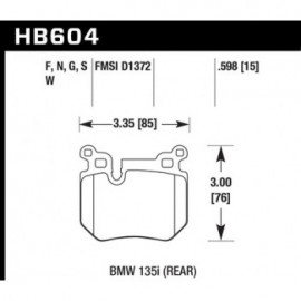 HAWK HB604G.598 brake pad set - DTC-60 type (15 mm)