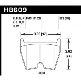 HAWK HB609U.572 brake pad set - DTC-70 type (14 mm)