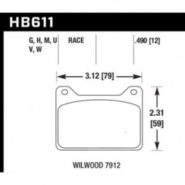 HAWK HB611H.490 brake pad set - DTC-05 type (12 mm)