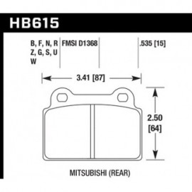 HAWK HB615U.535 brake pad set - DTC-70 type (13 mm)