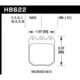 HAWK HB622J.490 brake pad set - DR-97 type (12 mm)