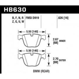 HAWK HB630U.626 brake pad set - DTC-70 type (16 mm)