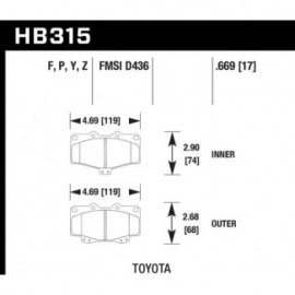 HAWK HB315F.669 brake pad set - HPS type