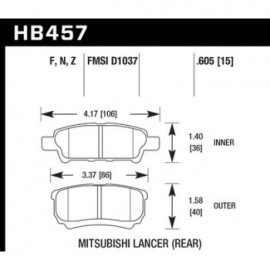 HAWK HB457F.605 brake pad set - HPS type