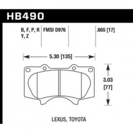 HAWK HB490Y.665 brake pad set - LTS type