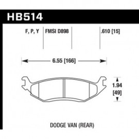 HAWK HB514Y.610 brake pad set - LTS type