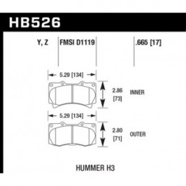 HAWK HB526Y.665 brake pad set - LTS type