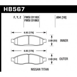 HAWK HB567Y.694 brake pad set - LTS type