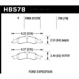 HAWK HB578Y.735 brake pad set - LTS type