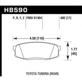 HAWK HB590Y.682 brake pad set - LTS type