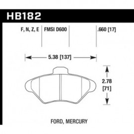 HAWK HB182Z.660 brake pad set - Perf. Ceramic type