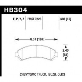 HAWK HB304Z.598 brake pad set - Perf. Ceramic type