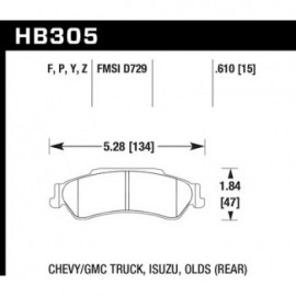 HAWK HB305Z.610 brake pad set - Perf. Ceramic type