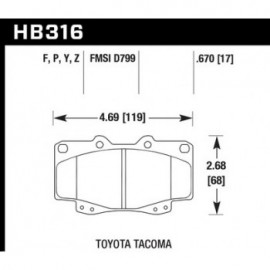 HAWK HB316Z.670 brake pad set - Perf. Ceramic type
