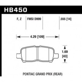 HAWK HB450Z.555 brake pad set - Perf. Ceramic type