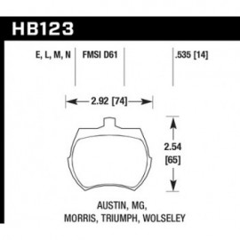 HAWK HB123N.535 brake pad set - HP Plus type